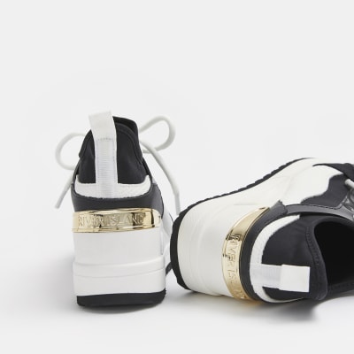 black wedge trainers river island