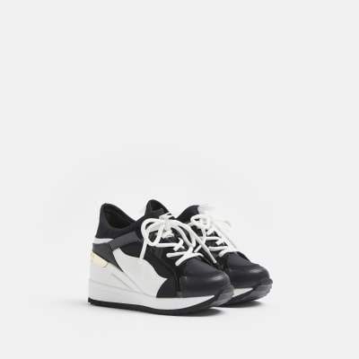 black wedge plimsolls