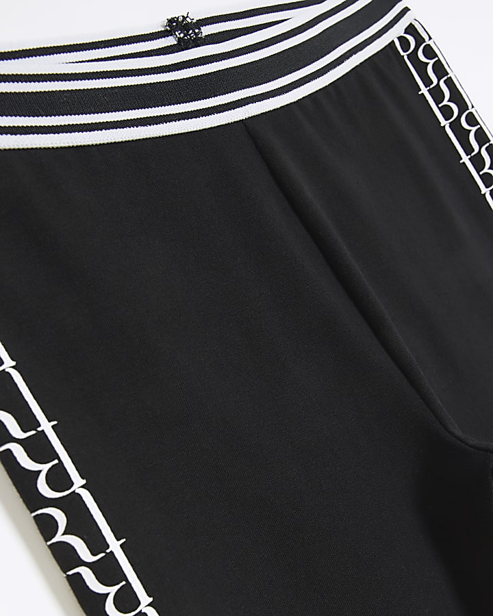 Girls black monogram striped leggings