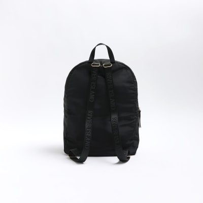 River Island zip pocket backpack in black