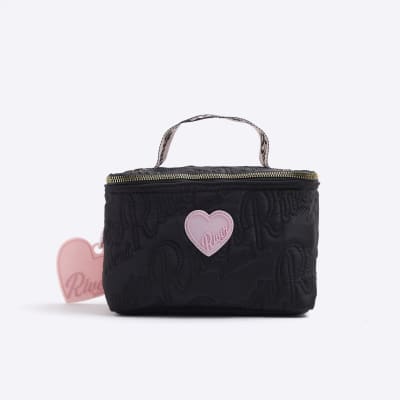 Girls Black Nylon RI Script Lunchbox | River Island