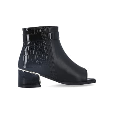 Girls black heeled on sale boots