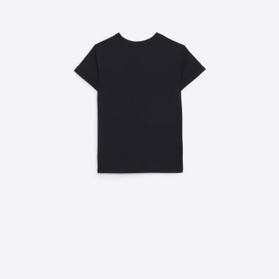 Girls black oriental graphic t-shirt