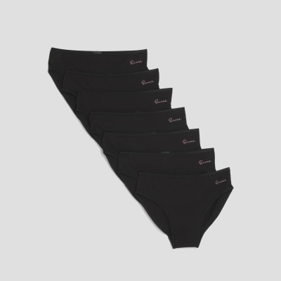 Girls Black Pack Of 7 Briefs