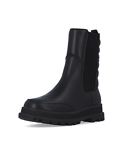 360 degree animation of product Girls Black Padded Chelsea Boots frame-0