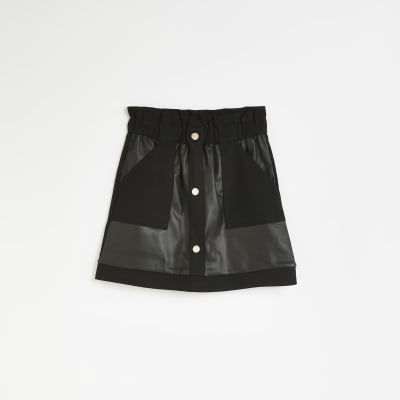 Faux leather pleated outlet skirt river island