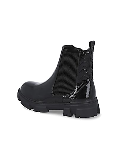 360 degree animation of product Girls black patent ankle boots frame-4