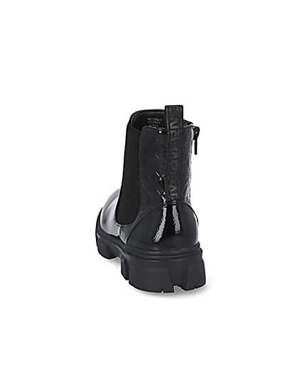 360 degree animation of product Girls black patent ankle boots frame-7