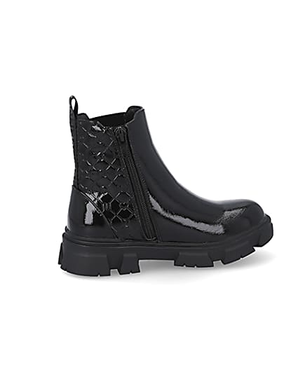 360 degree animation of product Girls black patent ankle boots frame-13