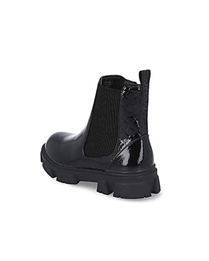 360 degree animation of product Girls black patent boots frame-5