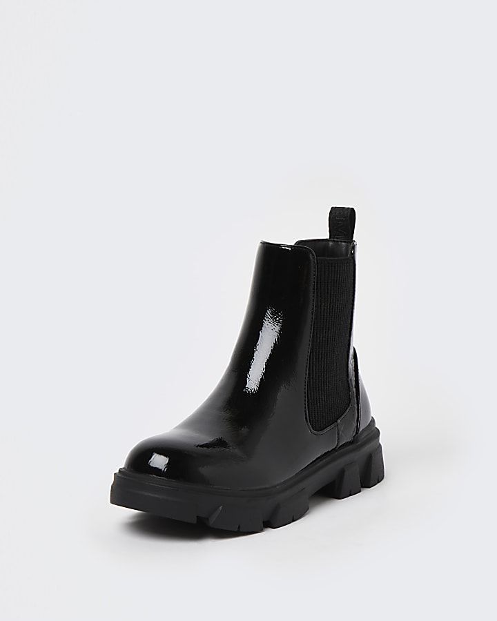 Girls black patent boots