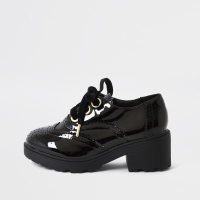 girls black patent shoes