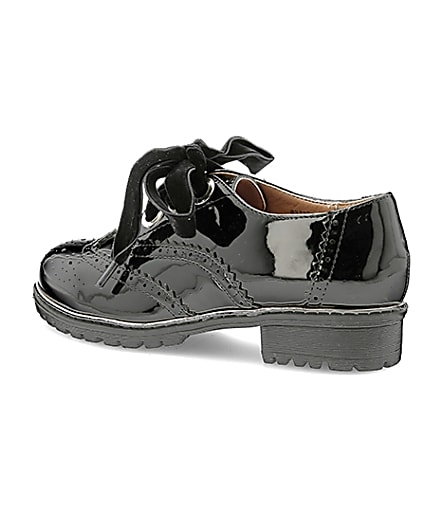 360 degree animation of product Girls black patent brogue shoes frame-5