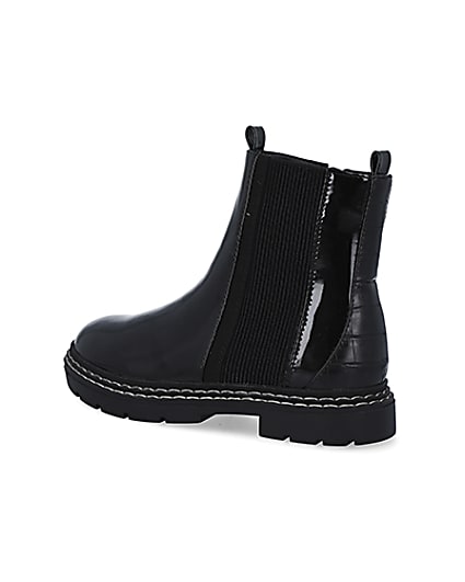 360 degree animation of product Girls black patent chelsea boots frame-5