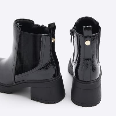 Black patent ankle boots cheap river island