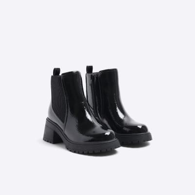 Black heeled boots river hot sale island