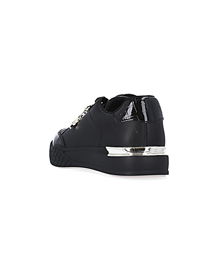 360 degree animation of product Girls black patent lace up plimsolls frame-7
