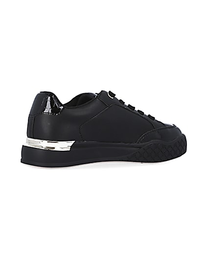 360 degree animation of product Girls black patent lace up plimsolls frame-13