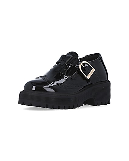 360 degree animation of product Girls black patent Mary Jane brogues frame-0