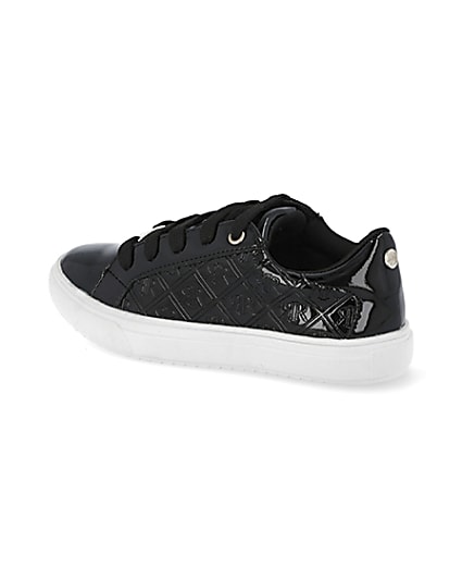 360 degree animation of product Girls black patent monogram trainers frame-5
