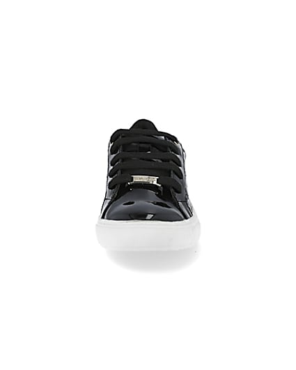 360 degree animation of product Girls black patent monogram trainers frame-21