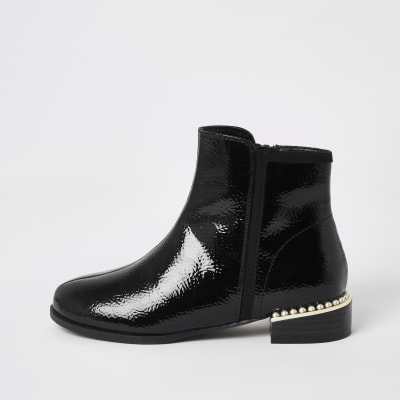 black patent boots river island