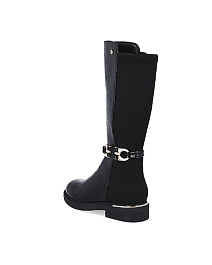 360 degree animation of product Girls black patent trim tall boot frame-6