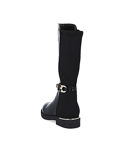 360 degree animation of product Girls black patent trim tall boot frame-7
