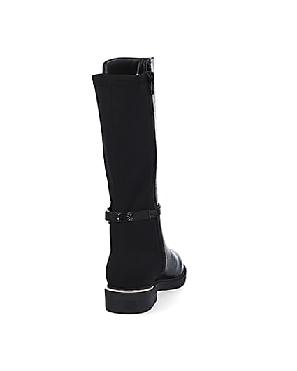 360 degree animation of product Girls black patent trim tall boot frame-10