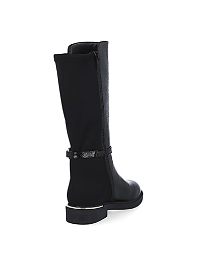 360 degree animation of product Girls black patent trim tall boot frame-11