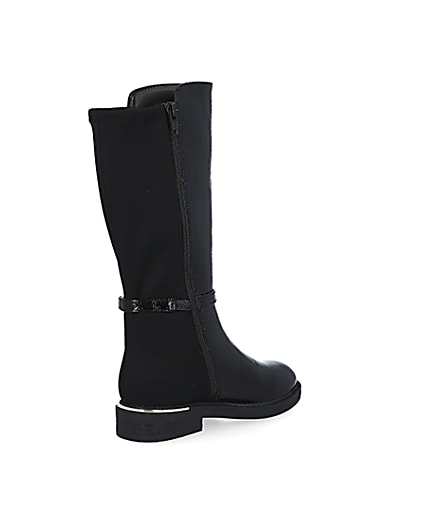 360 degree animation of product Girls black patent trim tall boot frame-12