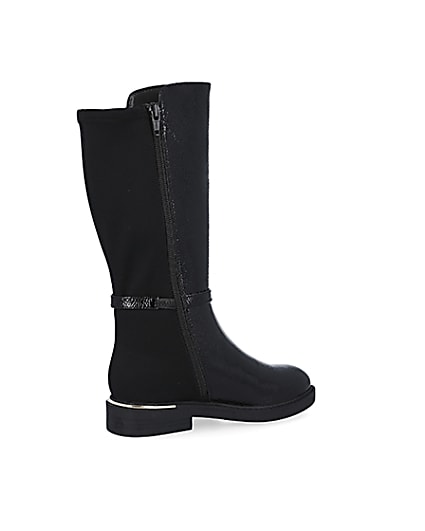 360 degree animation of product Girls black patent trim tall boot frame-13