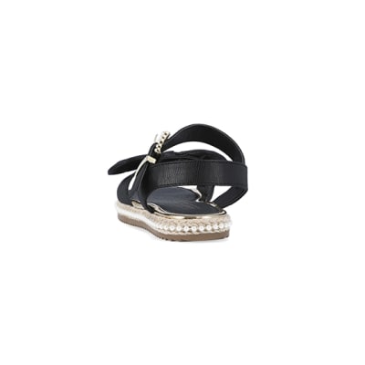 360 degree animation of product Girls black Pearl Embellished Sandals frame-8