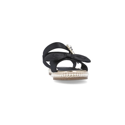 360 degree animation of product Girls black Pearl Embellished Sandals frame-20