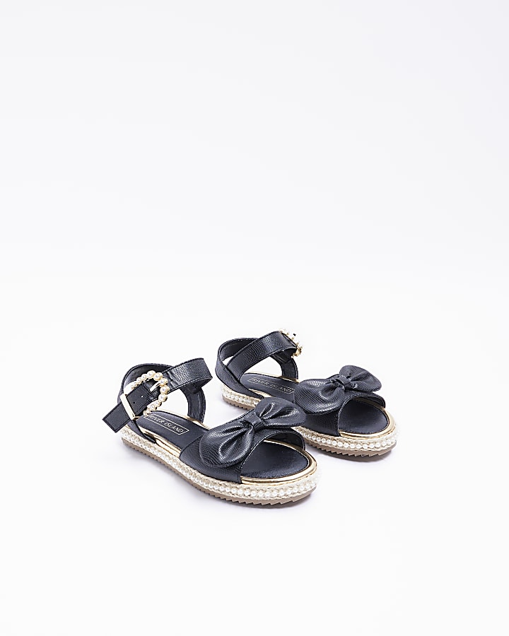 Girls black Pearl Embellished Sandals