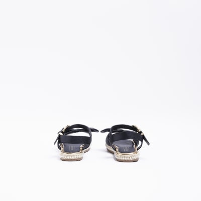 Girls black Pearl Embellished Sandals