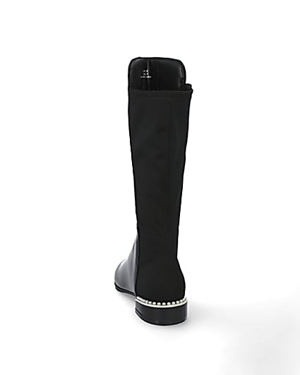 360 degree animation of product Girls black pearl heel knee high boots frame-8