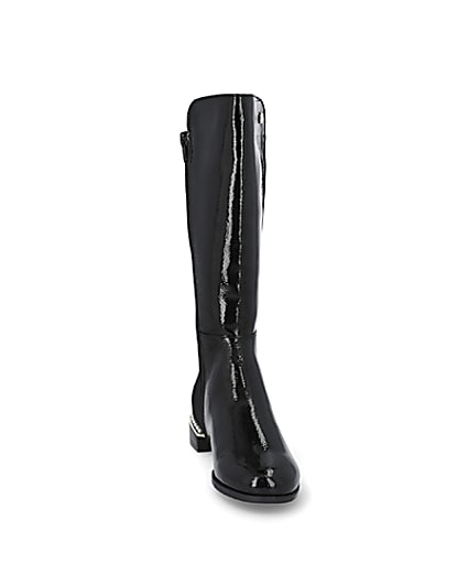 360 degree animation of product Girls black pearl heel knee high boots frame-20