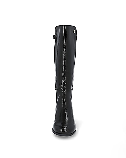360 degree animation of product Girls black pearl heel knee high boots frame-21
