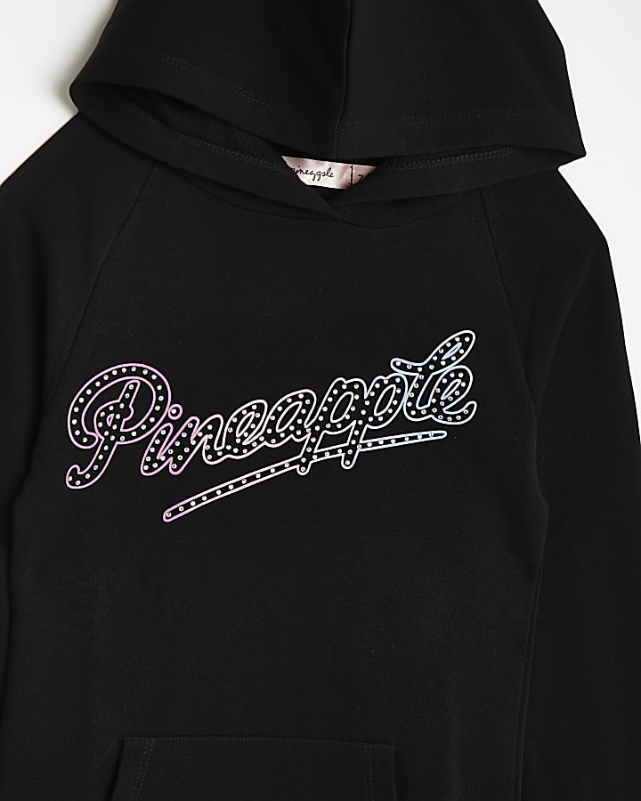 Girls black Pineapple diamante hoodie