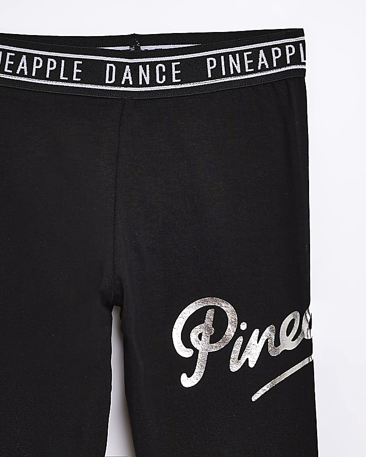 Girls Black Pineapple Logo leggings