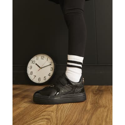 Girls Black Plimsole Trainers