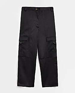Girls Black pocket detail Cargo Trousers
