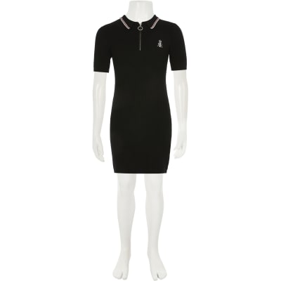 girls black polo dress