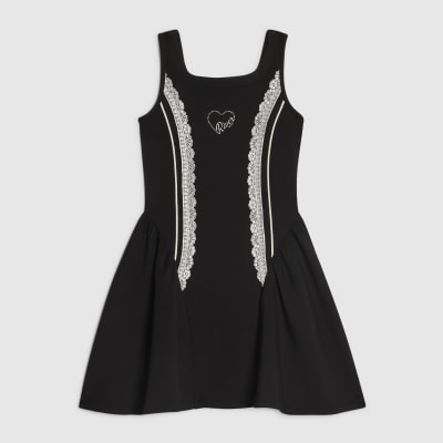 Girls Black Premium Prom Lace Dress