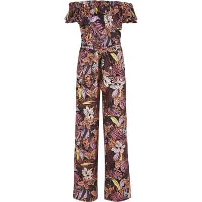 bardot frill jumpsuit