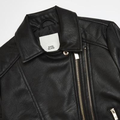 River island girls leather hot sale jacket