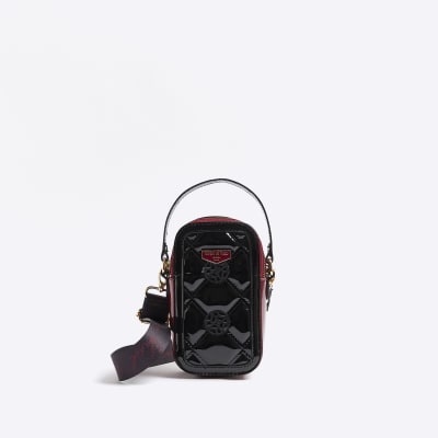 Girls Black PU Embossed Mono cross body Bag