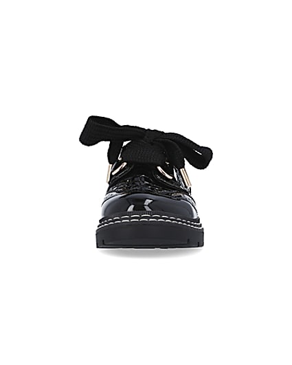 360 degree animation of product Girls black PU lace up brogues frame-21