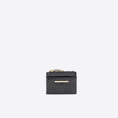 Girls Black Pu Quilted Cardholder Purse